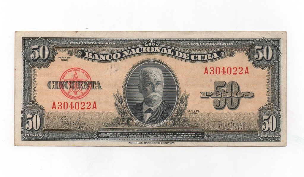 CUBA DEL AÑO 1950 DE 50 PESOS